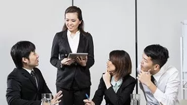 People in a business meeting discussing ideas.